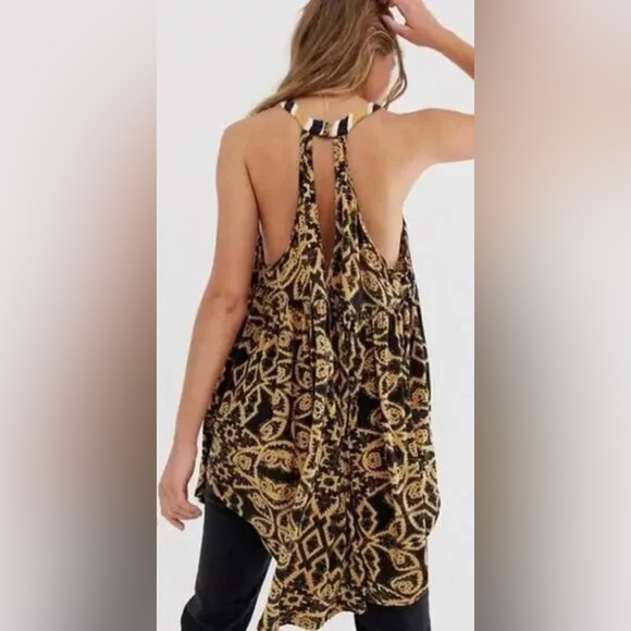FREE PEOPLE MIMI PRINTED HALTER Tunic TOP - Picture 2 of 9